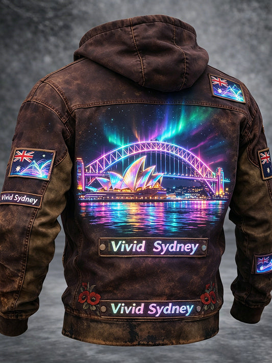 Retro Australia "Vivid Sydney" Art Print Casual Hooded Jacket