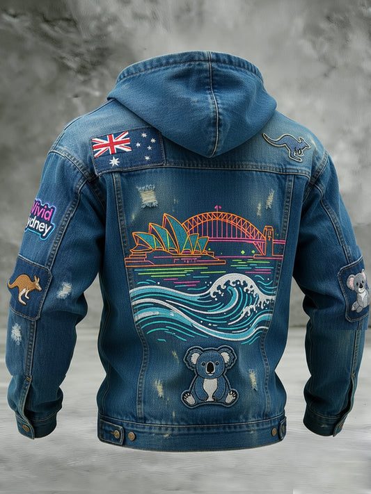 Retro Australia "Vivid Sydney" Art Print Casual Hooded Jacket