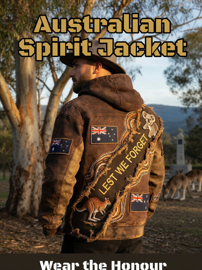 Retro Australian Art Print Casual Hoodie Jacket