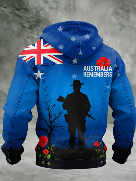 Retro Australian Art Print Casual Hoodie Jacket