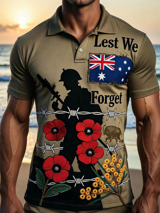 Retro Australian Art Print Casual Polo Shirt