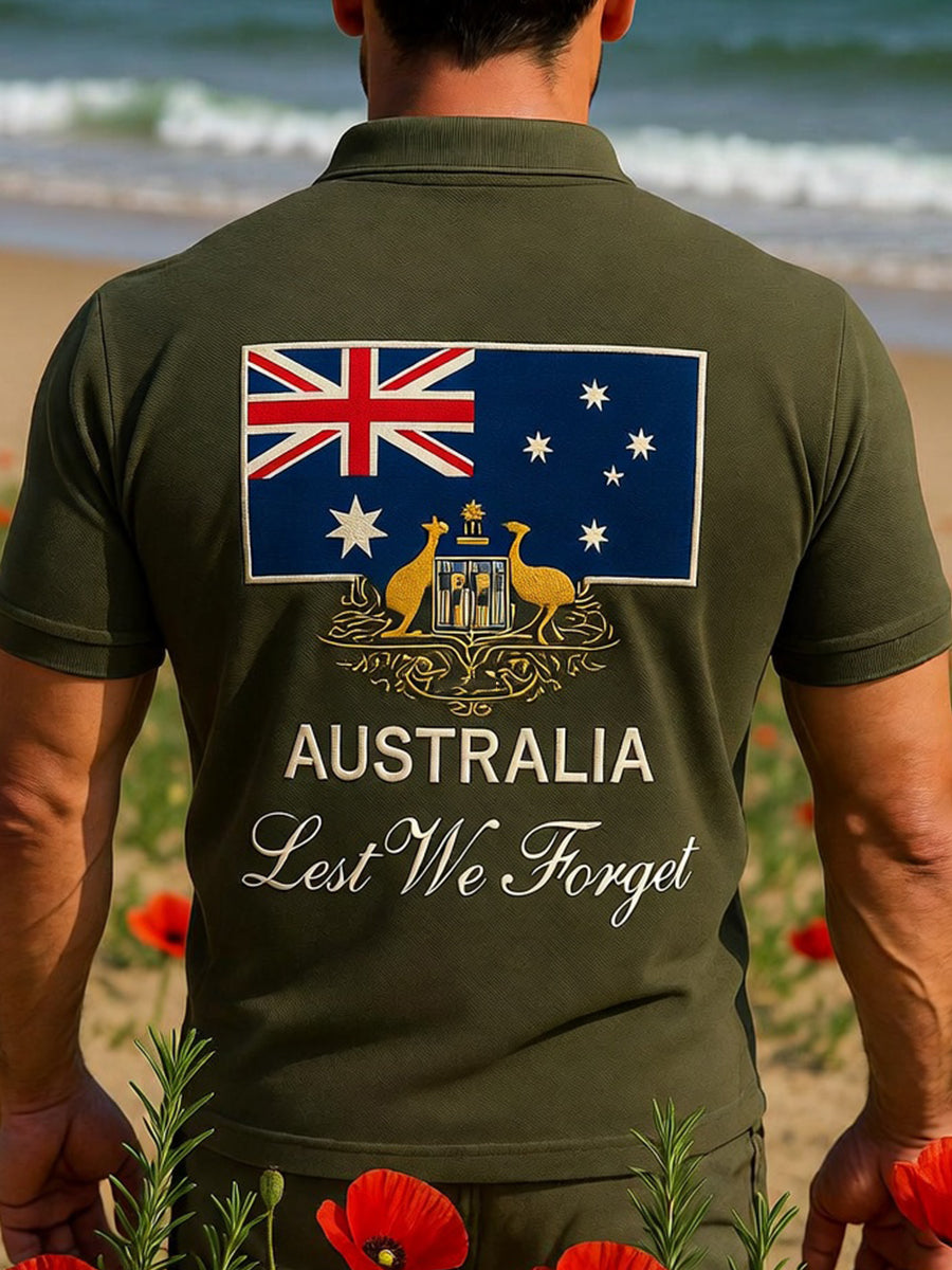 Retro Australian Art Print Casual Polo Shirt