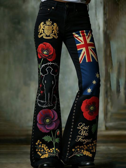 Retro Australian Art Print Casual & Comfortable Jeans