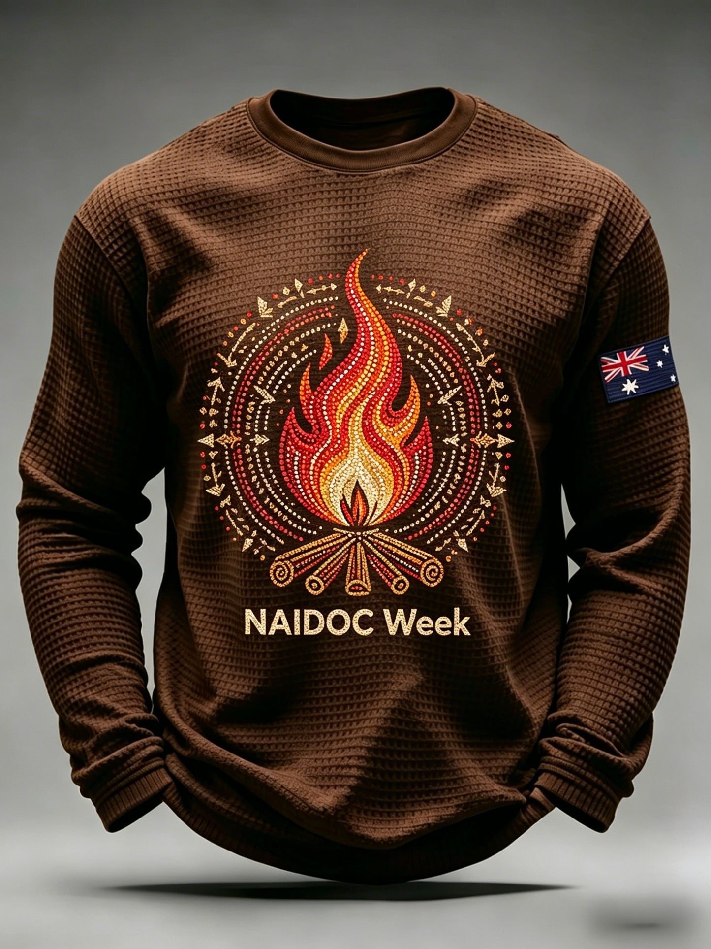 Men's AU Aboriginal Culture Printed Casual Waffle Top