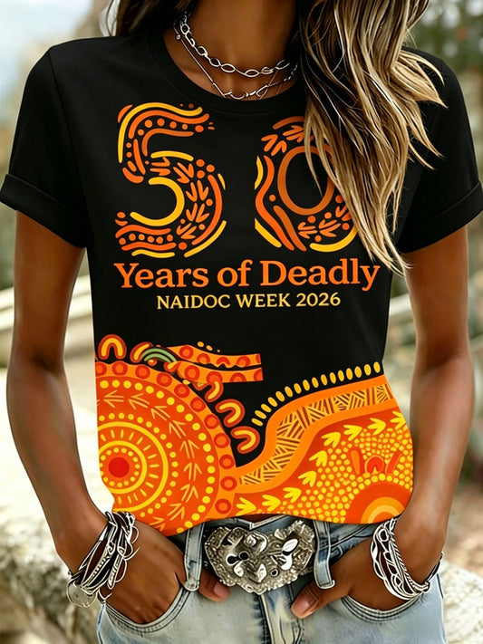 Women's AU Aboriginal Art NAIDOC Week Printed T-Shirt