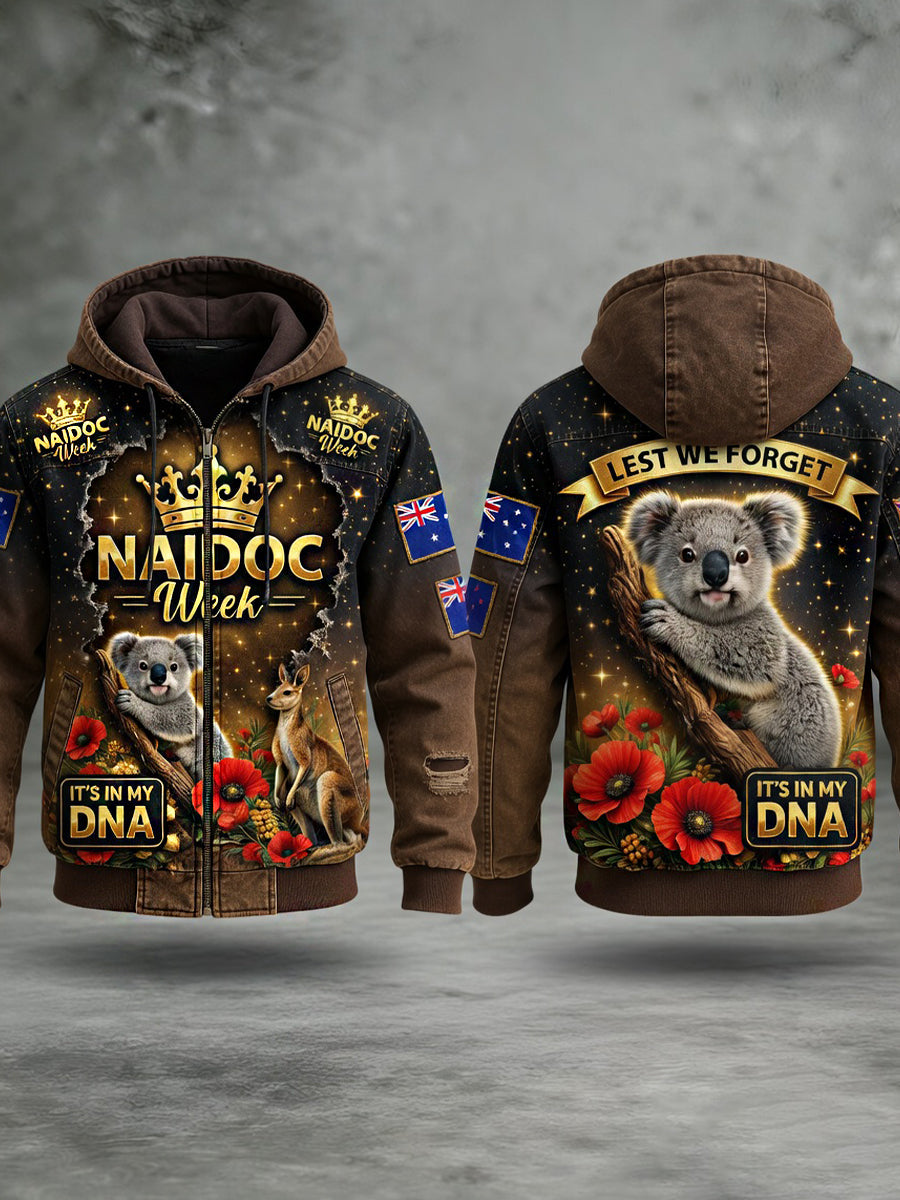 Retro Australian Art Print Casual Hoodie Jacket