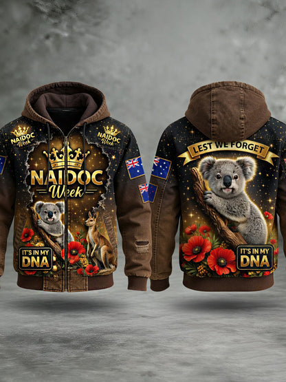 Retro Australian Art Print Casual Hoodie Jacket