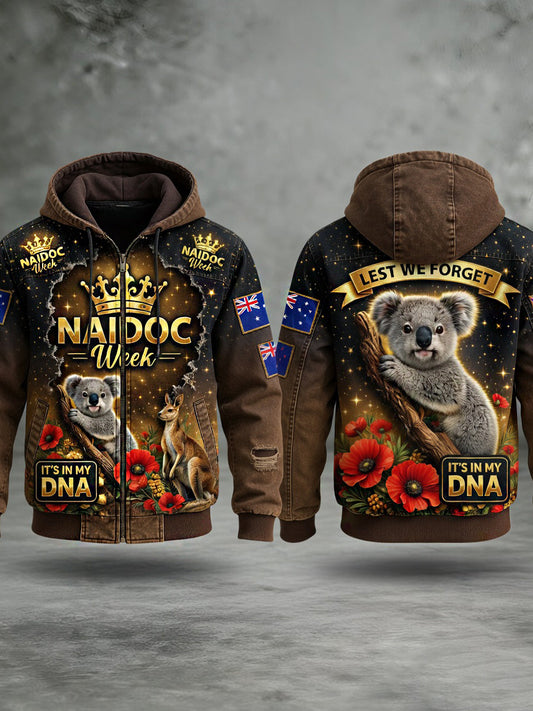 Retro Australian Art Print Casual Hoodie Jacket