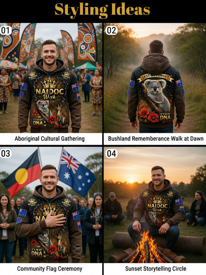 Retro Australian Art Print Casual Hoodie Jacket