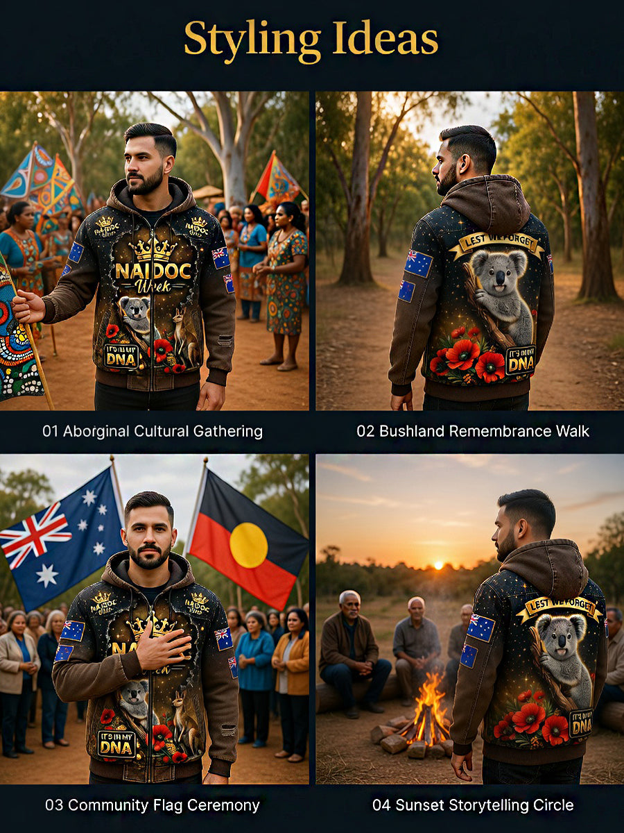 Retro Australian Art Print Casual Hoodie Jacket