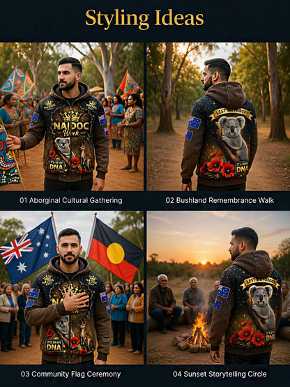 Retro Australian Art Print Casual Hoodie Jacket