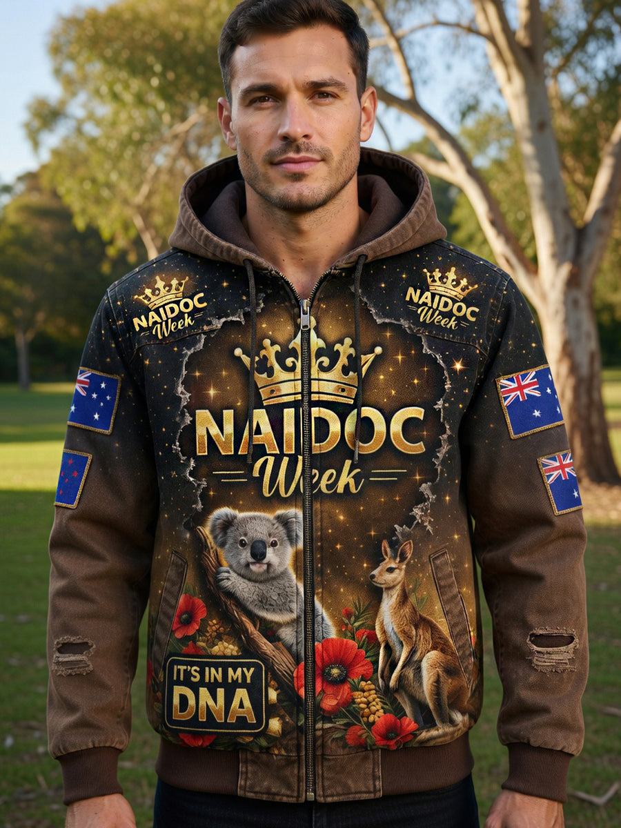 Retro Australian Art Print Casual Hoodie Jacket