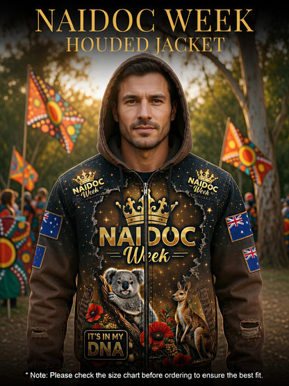 Retro Australian Art Print Casual Hoodie Jacket
