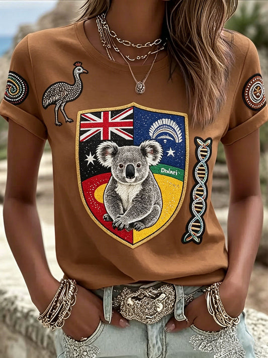 Women's AU Aboriginal Art NAIDOC Week Printed T-Shirt