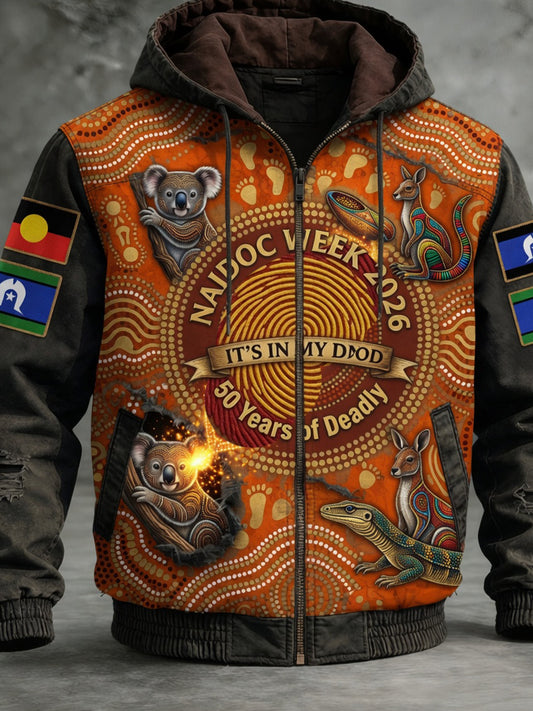 Retro Australian NAIDOC Week Art Print Casual Hooded Jacket