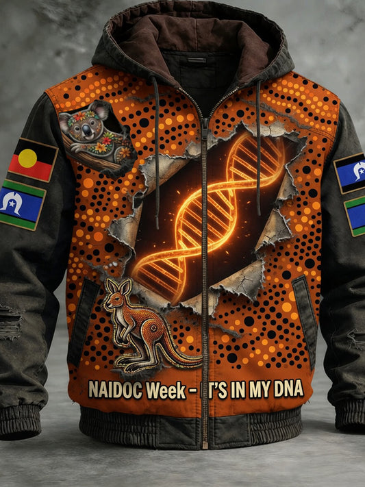 Retro Australian NAIDOC Week Art Print Casual Hooded Jacket