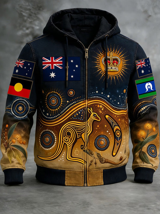Retro Australian NAIDOC Week Art Print Casual Hooded Jacket