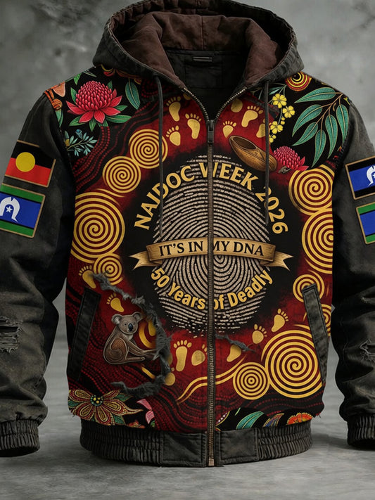 Retro Australian NAIDOC Week Art Print Casual Hooded Jacket