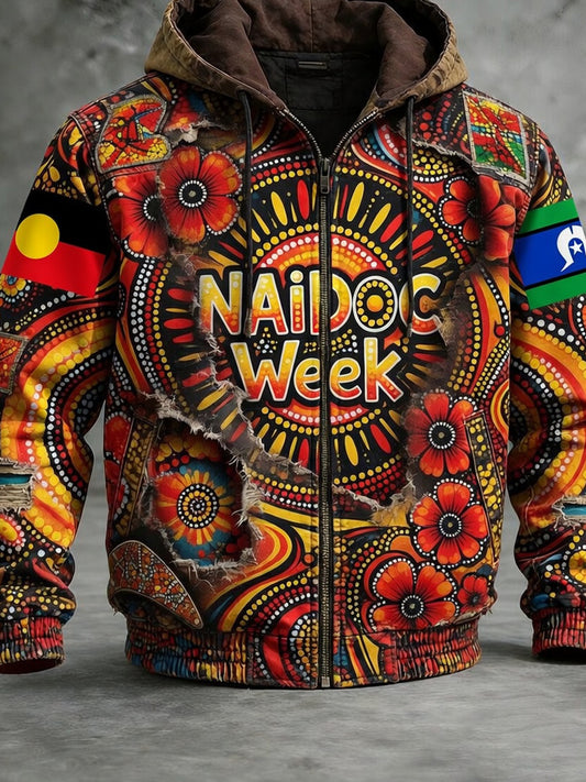 Retro Australian NAIDOC Week Art Print Casual Hooded Jacket