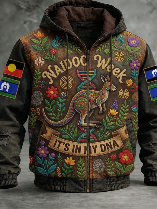 Retro Australian NAIDOC Week Art Print Casual Hooded Jacket