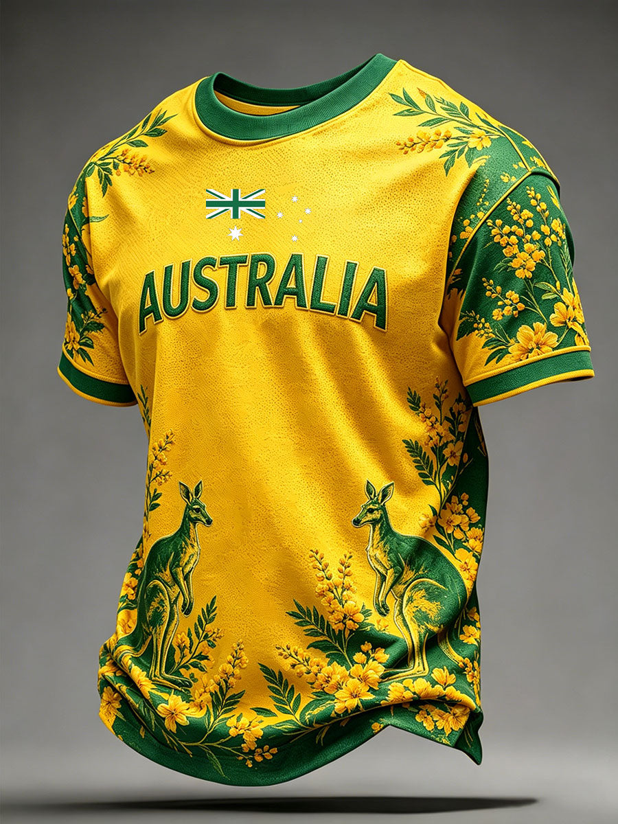 Men's Australia Football Lover Art Printed T-Shirt