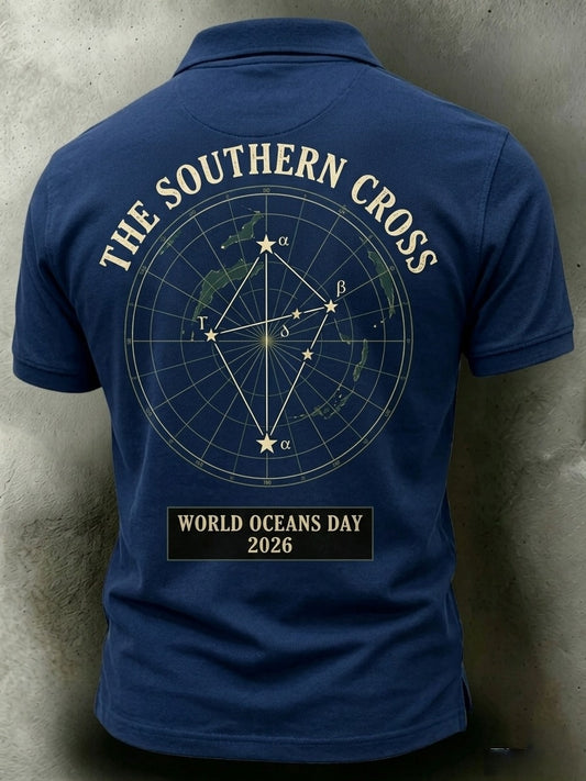 Retro Australian World Oceans Day Short-Sleeve Polo Shirt