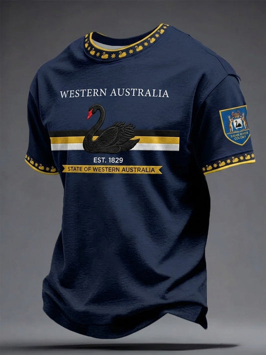 Men's Western Australia Day Printed Short Sleeve T-shirt