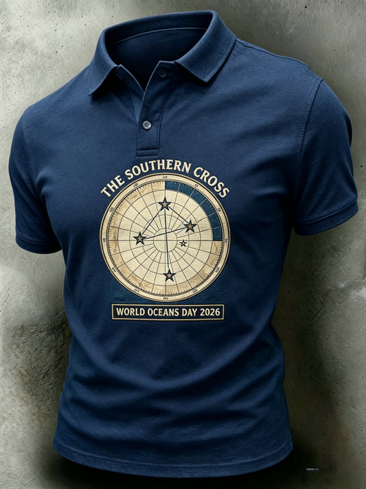Retro Australian World Oceans Day Short-Sleeve Polo Shirt