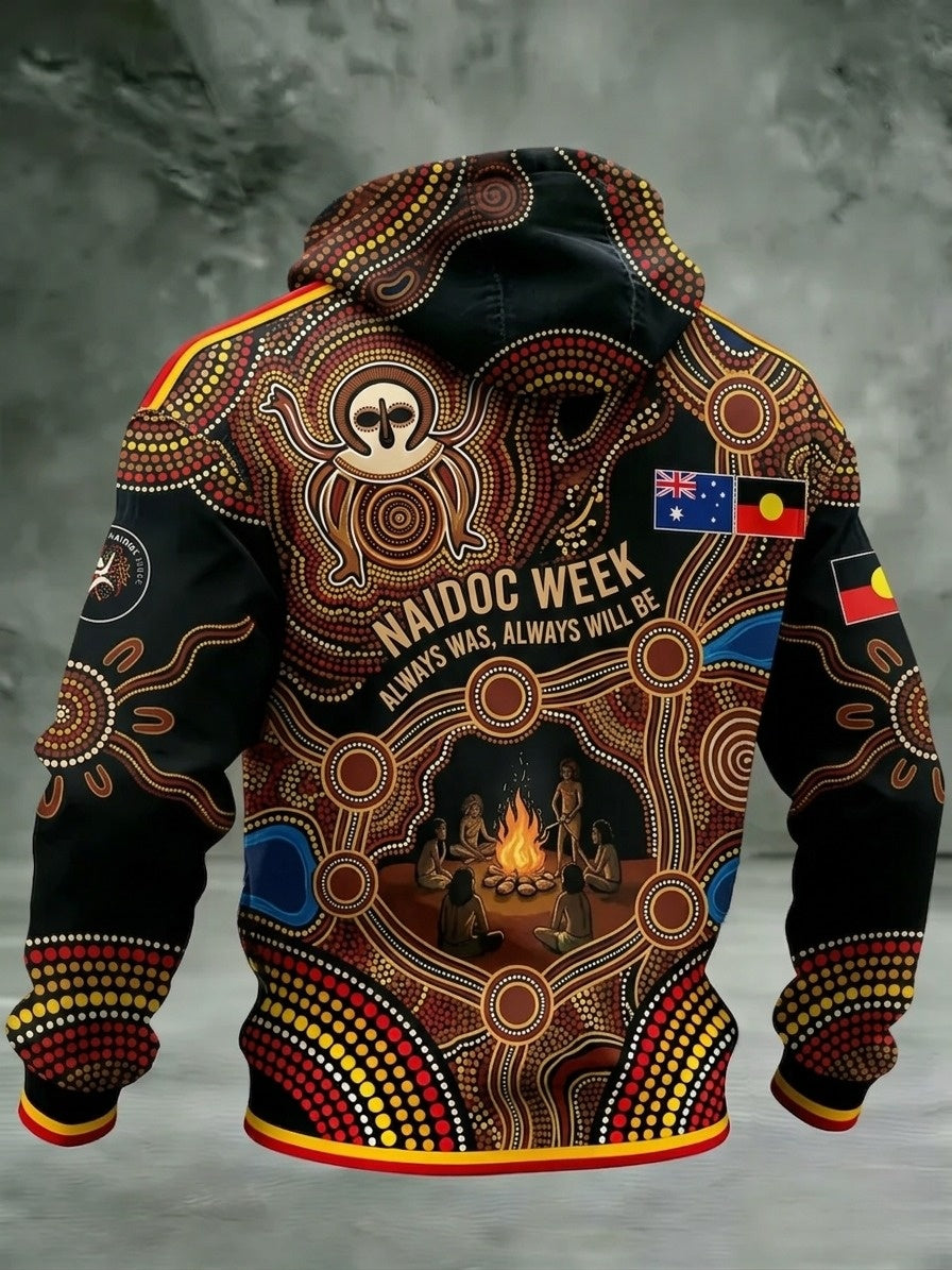 Men's AU Aboriginal Culture Long-Sleeve Zipper Hooded Jacket
