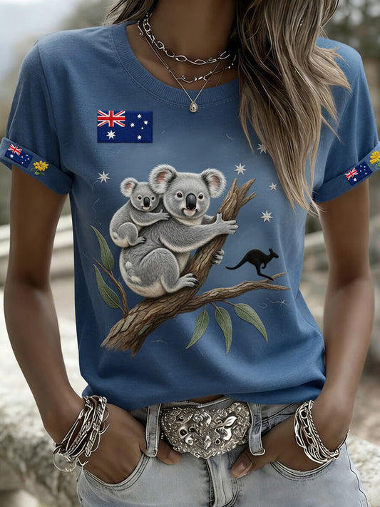 Vintage Australian-Style NAIDOC Art Print Casual T-Shirt