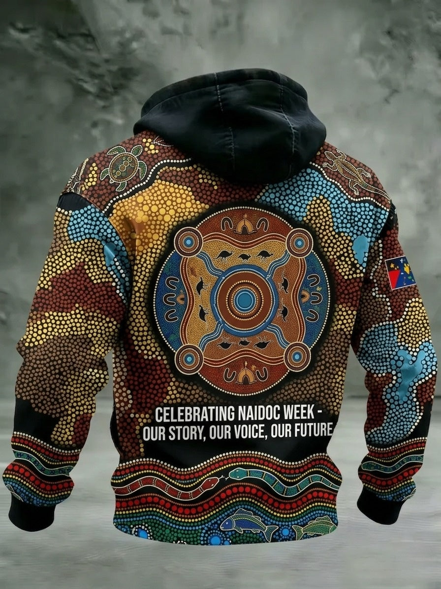 Men's AU Aboriginal Culture Long-Sleeve Zipper Hooded Jacket
