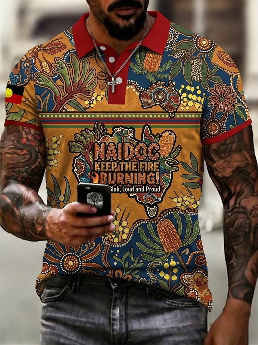 Men's AU Aboriginal Culture Printed Casual Tops
