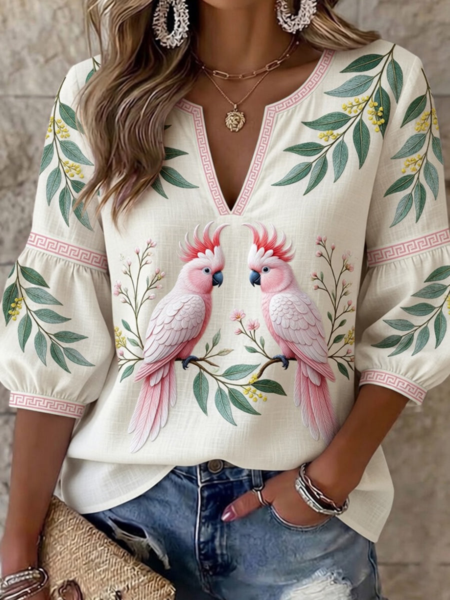 Women's Vintage Australian Art Print Casual Top