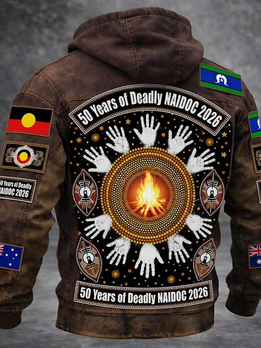 Retro Australian NAIDOC Week Art Print Casual Hooded Jacket