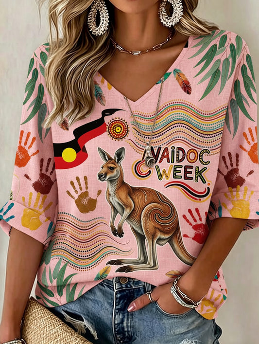 Retro Australian Art Print Casual T-shirt