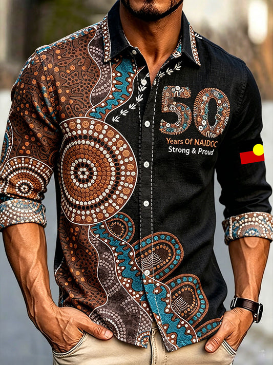 Men's AU Aboriginal Culture 50 Years of Deadly NAIDOC WEEK Printed Shirt
