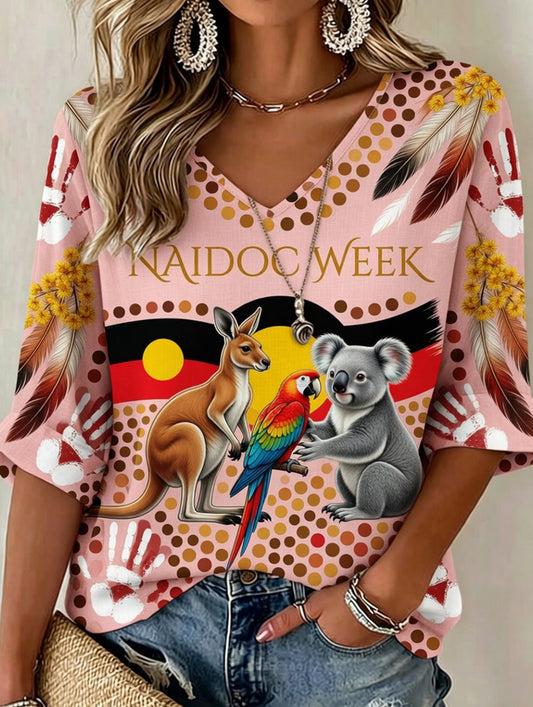 Retro Australian Art Print Casual T-shirt