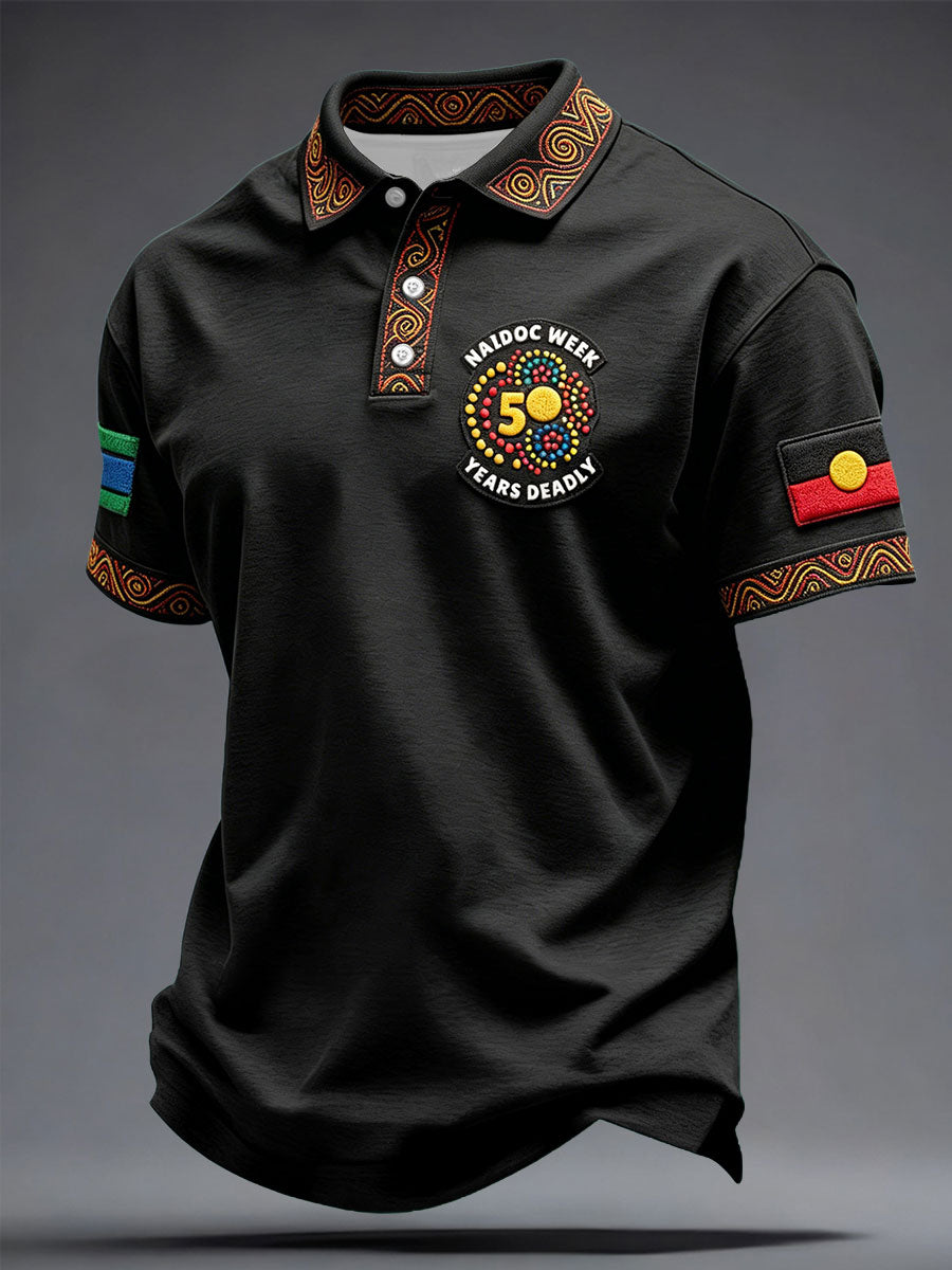 Men's AU Aboriginal Culture 50 Years of Deadly NAIDOC WEEK Printed Casual Tops