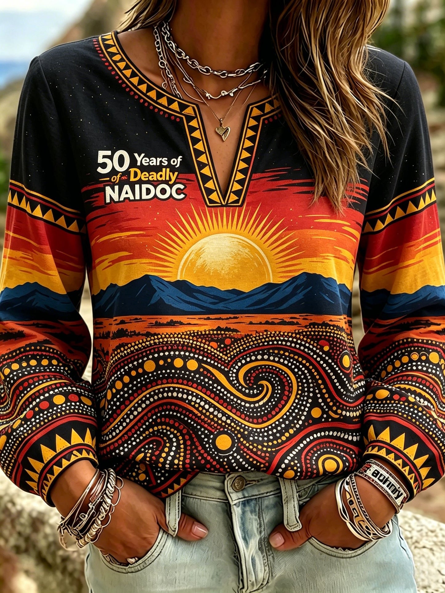 Women's AU Aboriginal Art NAIDOC Week Printed Top