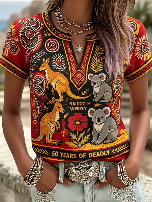 Women's Australia's NAIDOC Week  Cotton-Linen Shirt