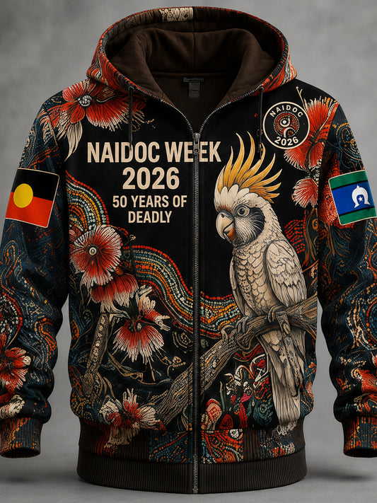 Retro Australian NAIDOC Week Art Print Casual Hooded Jacket