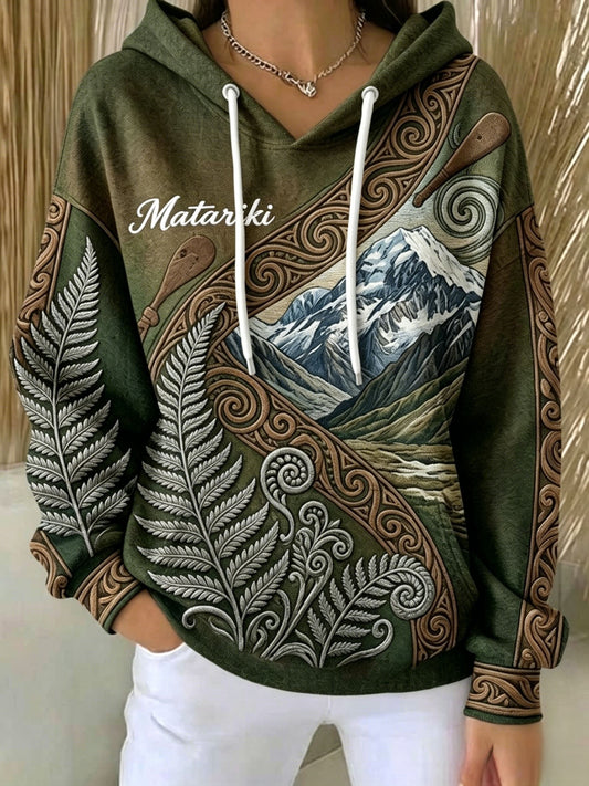Women's Maori Art Matariki Printed Hoodie