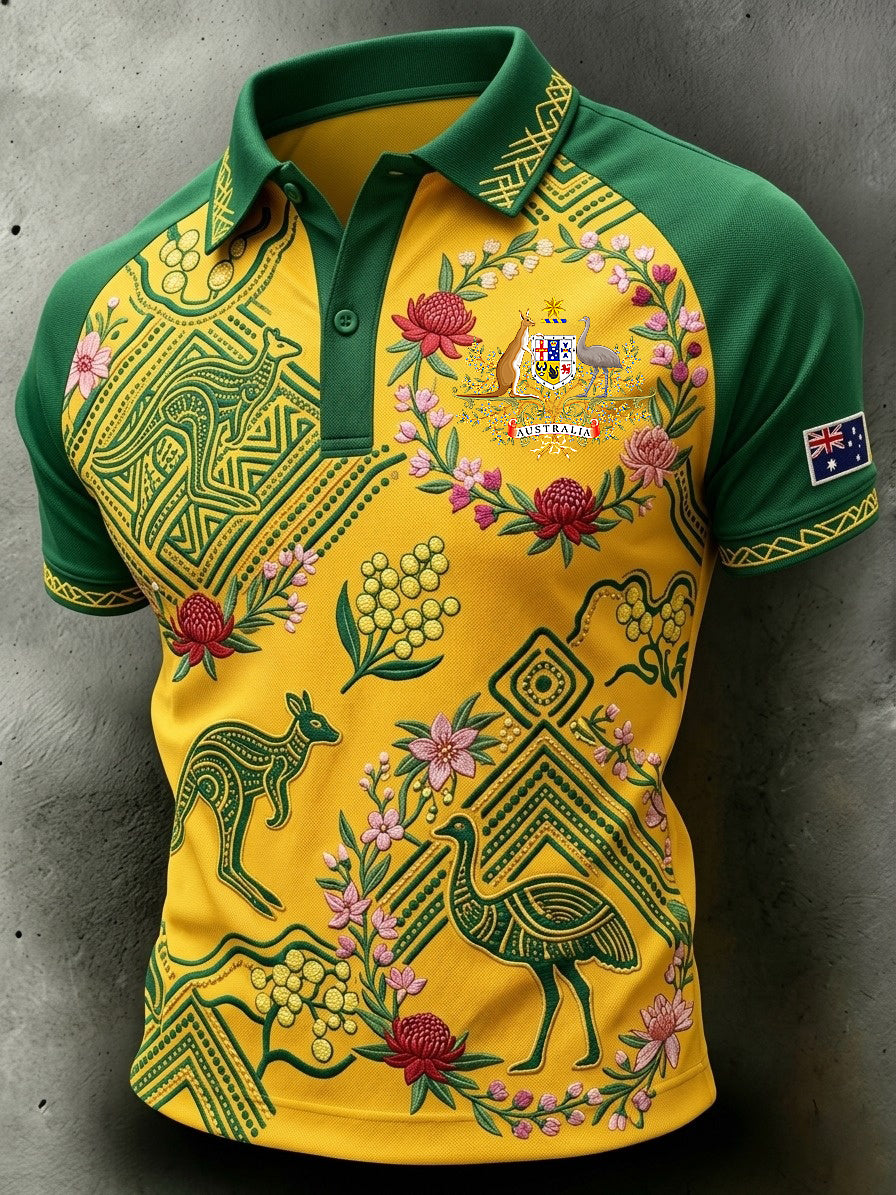 Men's Vintage Australian Football Lover 2026 Printed Polo Shirt