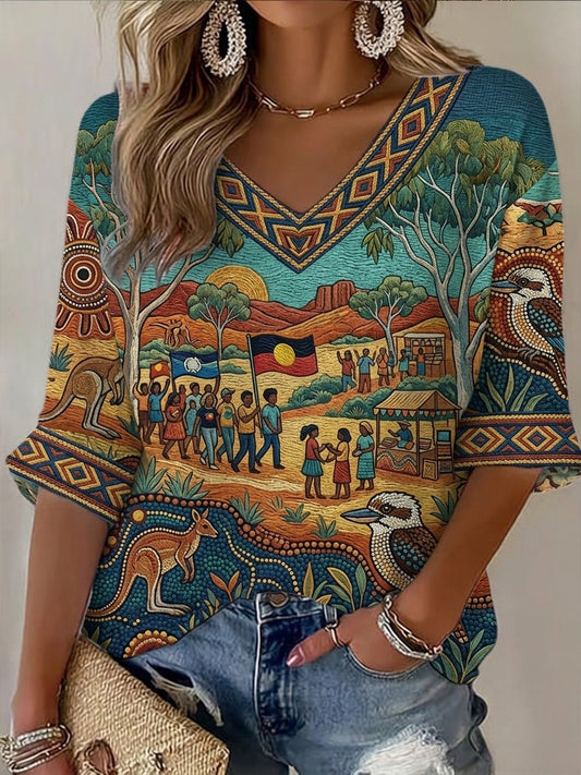 Women's AU Aboriginal Art NAIDOC Week Printed Tops