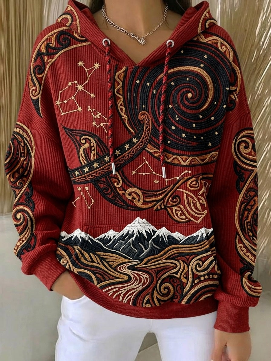 Women's Maori Art Matariki Printed Hoodie