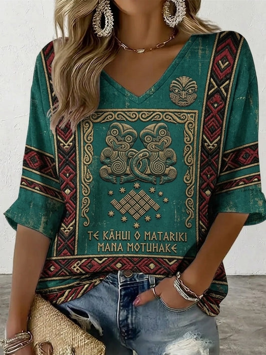 Women's Maori Art NZ Printed short-sleeved T-shirt