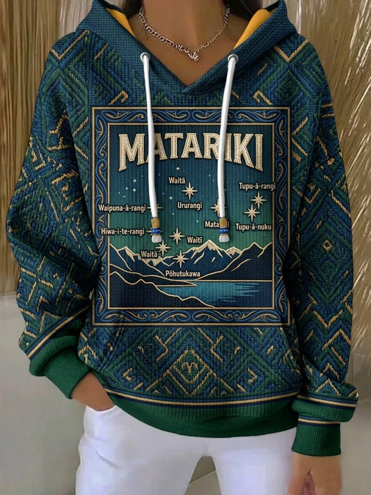 Women's Maori Art Matariki Printed Hoodie
