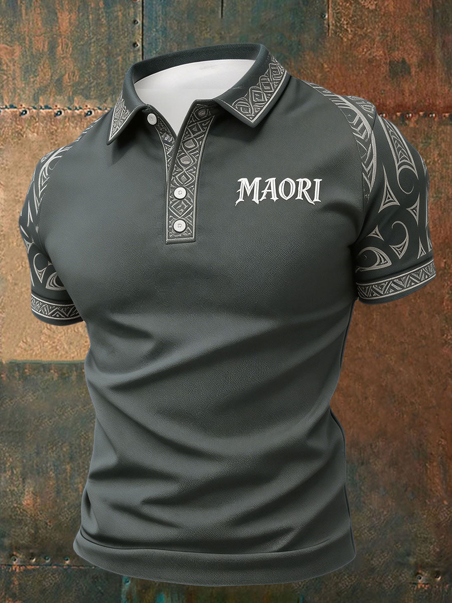 Men's NZ Maori Art Kia Kaha Printed Casual Tops
