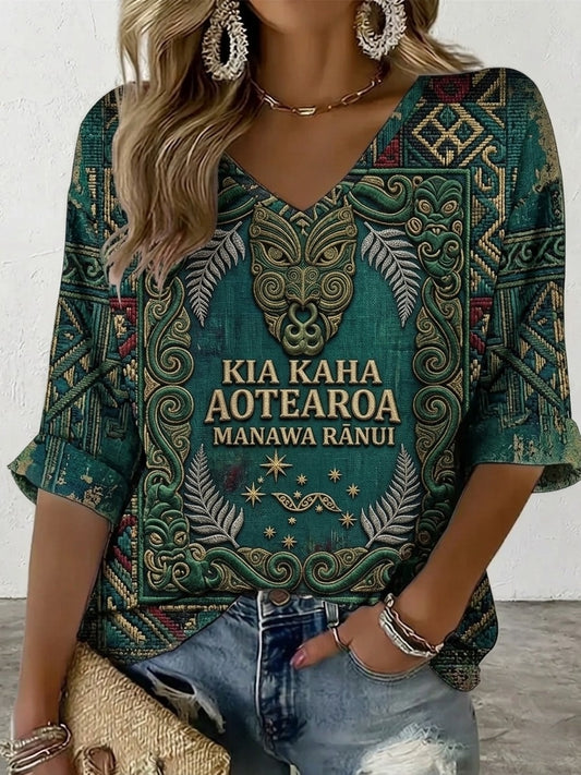 Women's Maori Art NZ Printed short-sleeved T-shirt