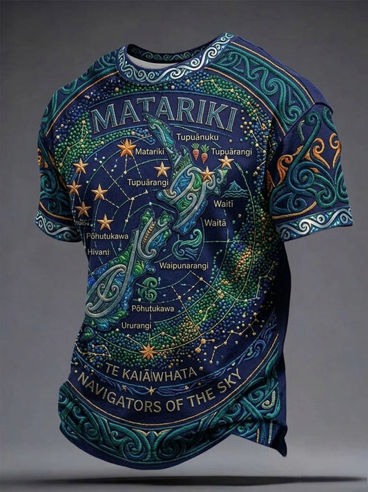 Men's Maori Art Matariki Printed T-shirt